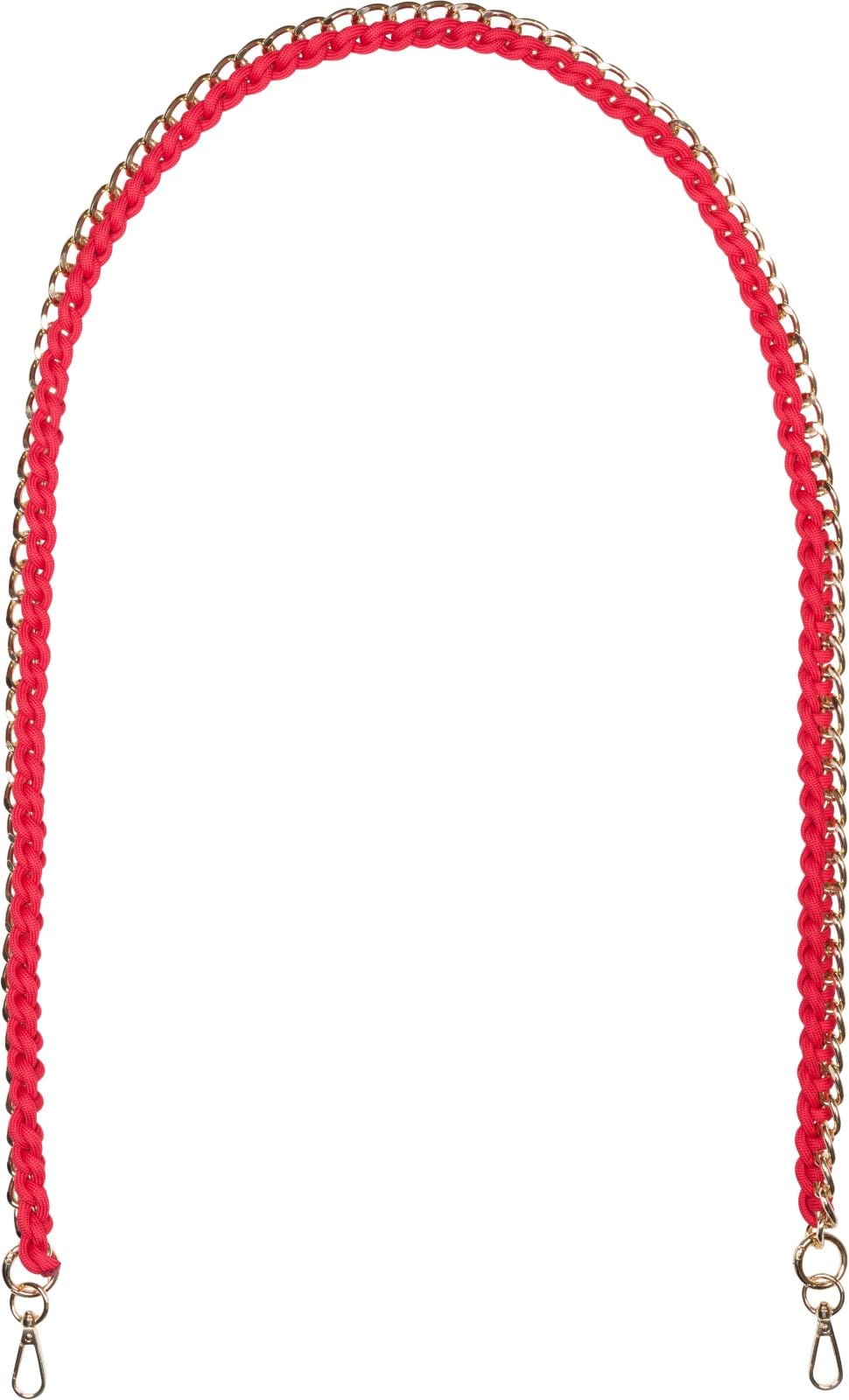 styleBREAKER bag shoulder strap with woven chain, interchangeable bag strap, phone strap, phone chain, carabiner 02013038, Colour:Red