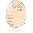 Gosknor Baby Announcement Sign, Wooden Hello World Newborn Welcome Sign Personalized Birth Announcement Board for Baby Name G
