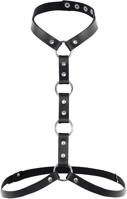 Harnais Bra Lingerie Femme PU Cuir Noir Réglable - Collier Poitrine Charmant Pour Jeux Plaisir