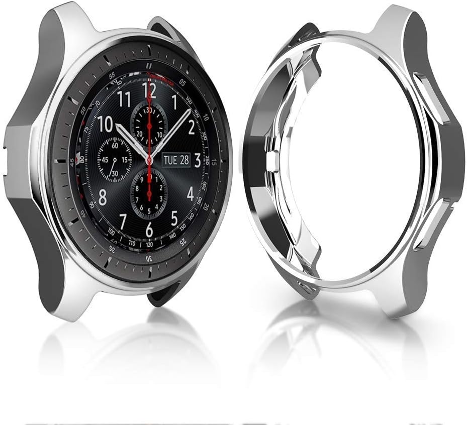 Case for Galaxy Watch 42mm, Ktcpt Soft TPU Plated [Scratch-Proof] All-Around Protective Bumper Shell for Samsung Galaxy Watch 42mm Smartwatch (Silver, 42mm)