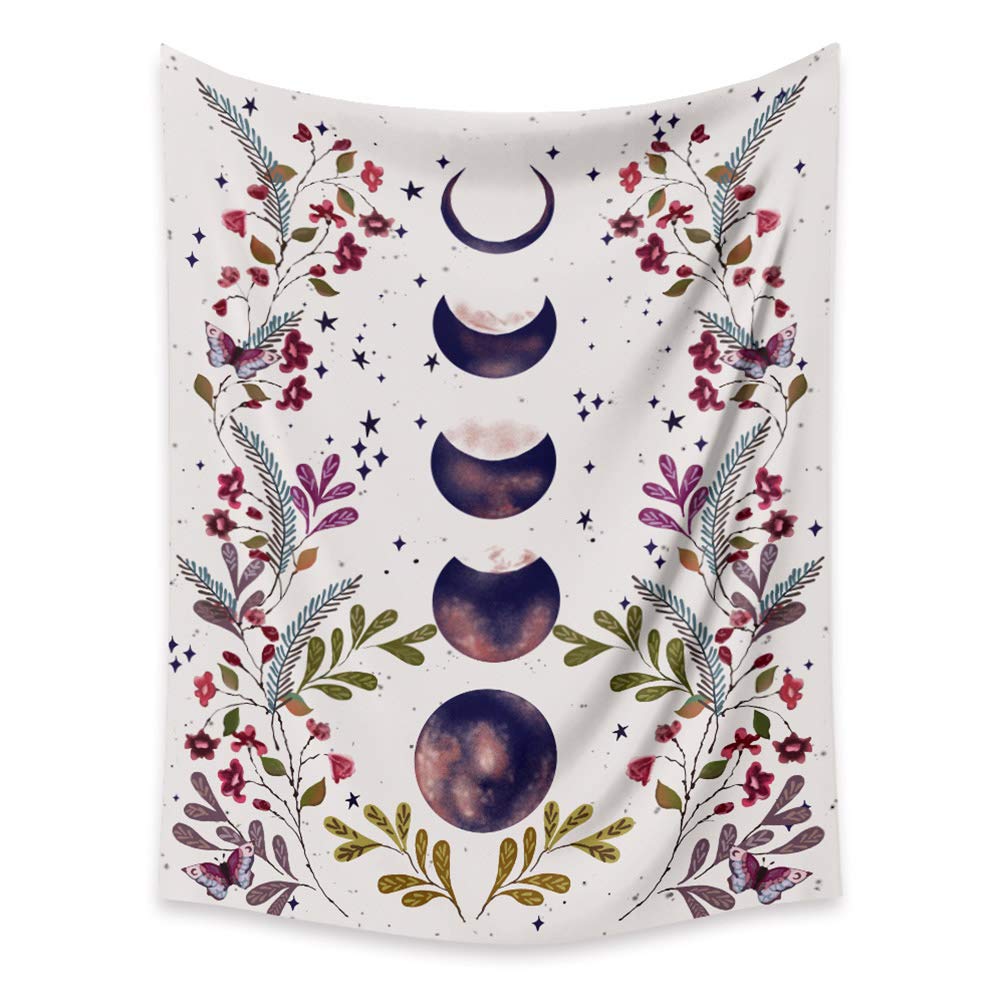 Moonlit Garden Tapestry, Moon Phase Flower Collection Home Decoration Tapestry Background Cloth, Suitable For Bedroom, Dormitory, Living Room (130 * 150cm)