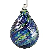 Glass Eye Studio Hand Blown Glass Raindrop Ornament - Ocean, Housewarming
