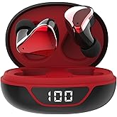 Small Wireless Earbuds for Small Ear Canals, Blue Tooth Ear Buds Earphones for iPhone Android, Red Micro Tiny Mini Earbuds Wireless Bluetooth Noise Cancelling Waterproof in-Ear Headphones for Sports