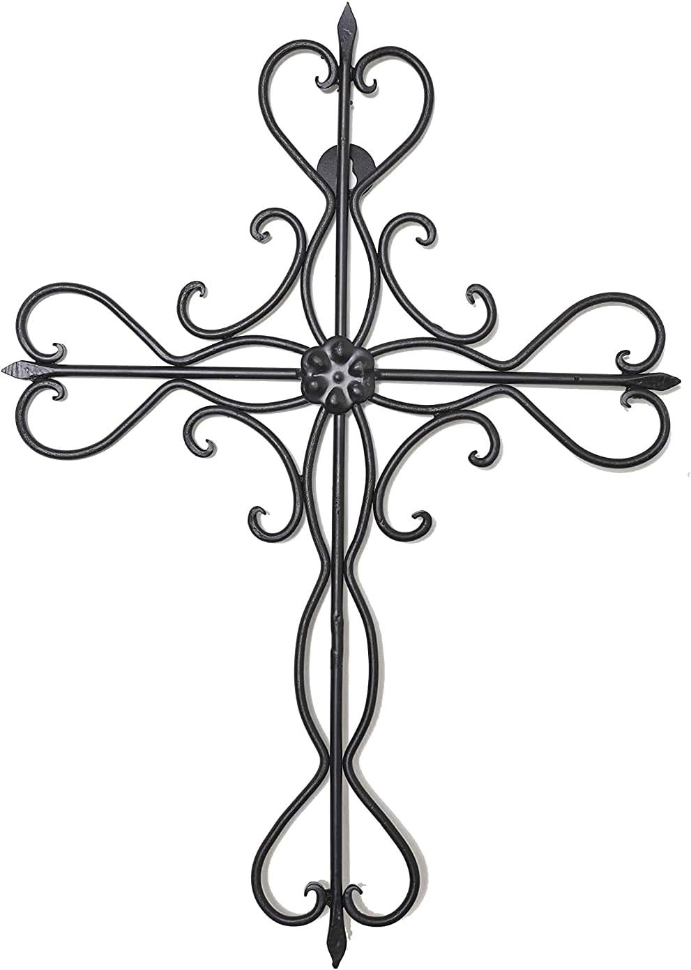 Ardour 14 x 10 Inch Large Metal Decorative Hanging Wall Cross.Metal Wall Crosses for Home Decor - Black