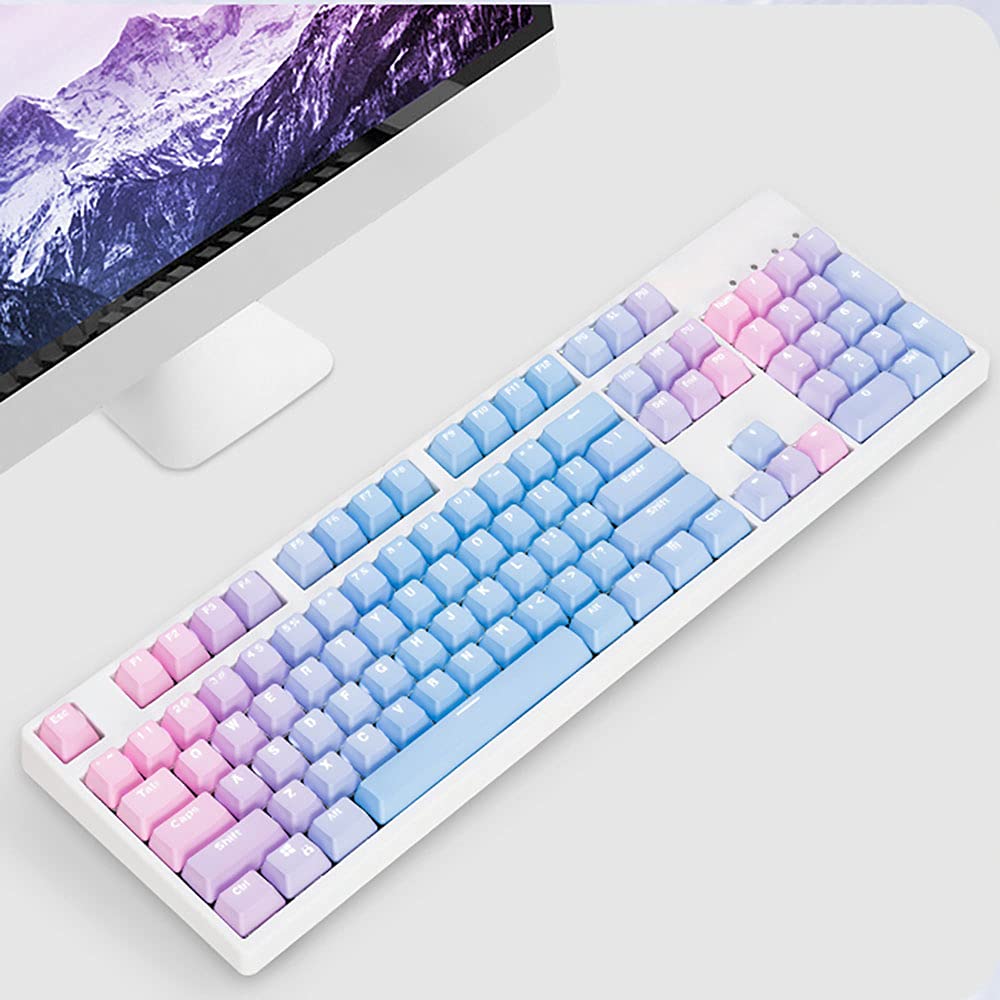 Purple Gradient Keycap 104 Keys PBT OEM Profile Thick Keycaps for Cherry MX Switches of Mechanical Keyboard 61/64/84/87/104/108 Layout