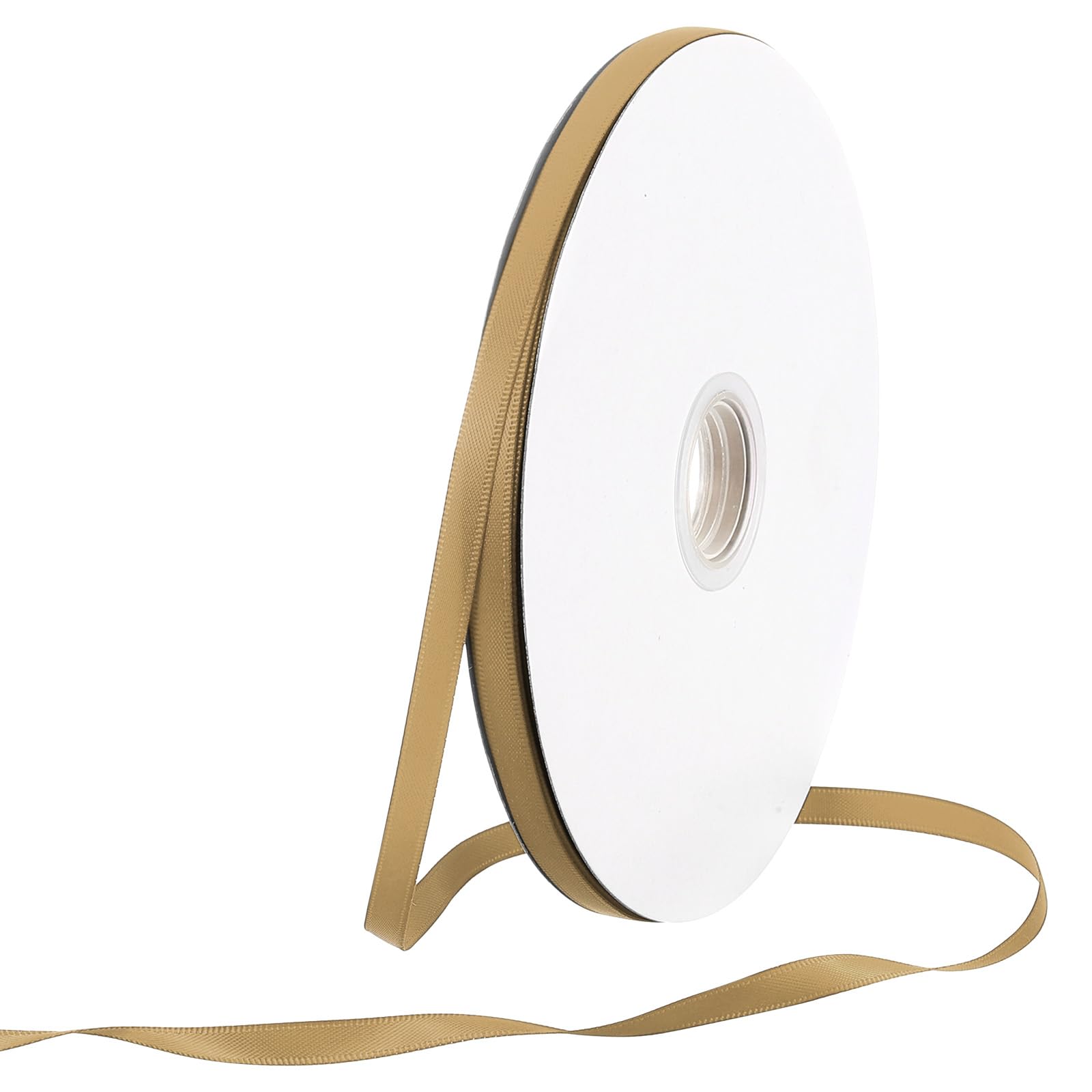 Rebower 6mm Satin Ribbon 91m Thick Double Face Grosgrain Silk Ribbon, [for Gift Wrapping, Hair Bows, Wedding, Cake, Flower] - 100 Yard/300ft/ Gold — image 1