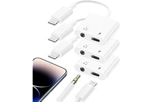 Lightning to 3.5 mm Headphone Jack Adapter, [Apple MFi Certified] 3 Pack 2 in 1 Headphone Audio & Charger Compatible for iPho