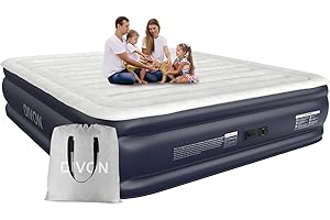 DIVON King Air Mattress With Built In Pump,18''Raised Blow Up Mattress 2 Mins Self-Inflation/Deflation,Upgraded Thicker Inflatable Mattress，Air Bed with Storage Bag for Guests,Home，Camping，750 lbs Max