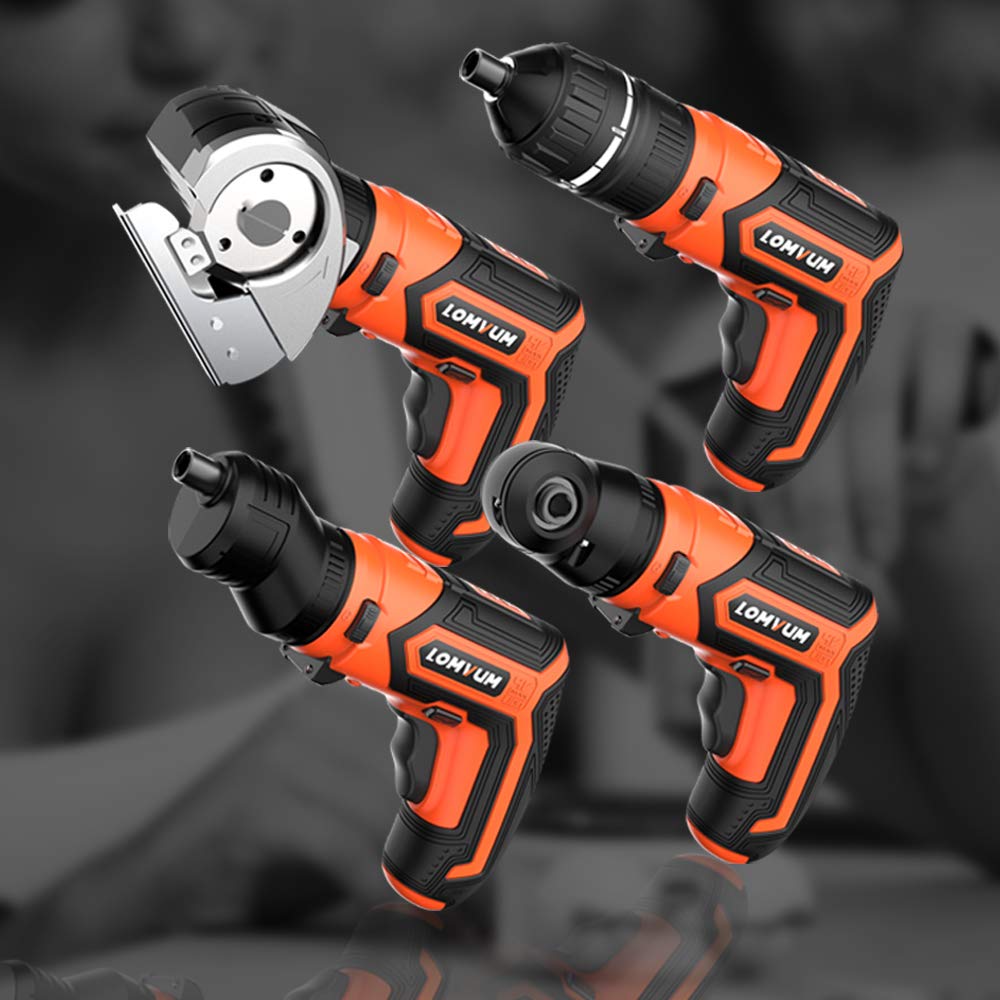 Lomvum 4V Electric Cordless Screwdriver with Built-in 1500mAh Li-ion Battery Rechargeable Screwdriver 5-in-1 Drill/Driver System