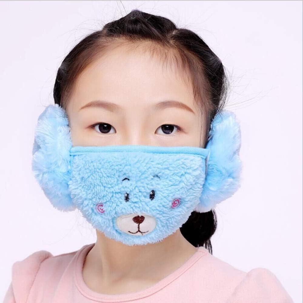 Reusable windproof dustproof half mask mask with earmuffs warm mask children (blue)