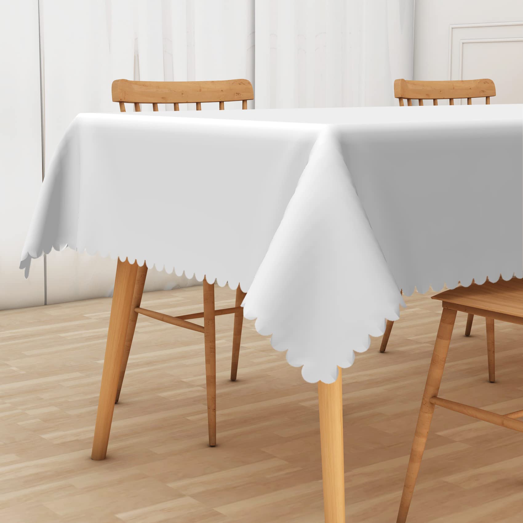 Aoihrraan White Rectangular Tablecloths, 60x108inch Polyester Fabric Washable Oblong Table Cover for Home Party Dining 8 to 10 Seater for Kitchen Wedding Birthday Anniversary Decoration, 153x275cm