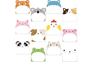 Yinder 24 Pads Cute Sticky Notes Fun Kawaii Animal Sticky Notes Pads Bulk Cartoon Memo Self Adhesive Gift for Christmas Veterinary Office School Tab Party Supplies(Classic Animals)