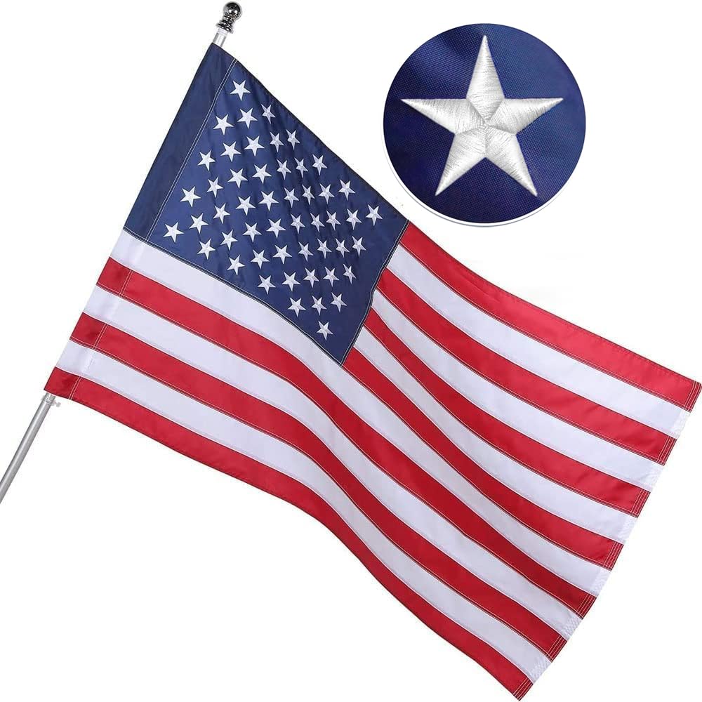 Photo 1 of Freefy American Flag For Outside 3x5 Ft Pole Sleeve Banner Style-Embroidered Stars,Sewn Stripes,Water Resistant,Heavy Duty Durable New Nylon USA US Outdoor Indoor Flags (Pole NOT Included)