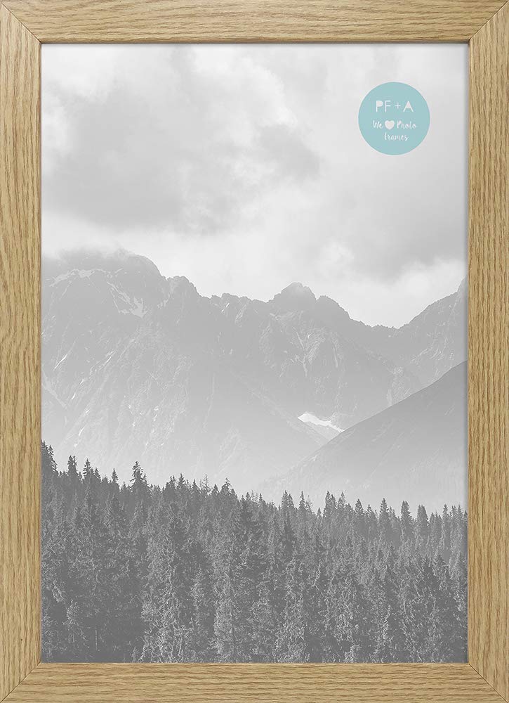 PF+A REAL GLASS Frame For A4 (21x29.7cm) Certificate - Oxford Thin Premium Photo Picture Frame For A4 / 21x29.7cm - Oak Effect / A4 Frame