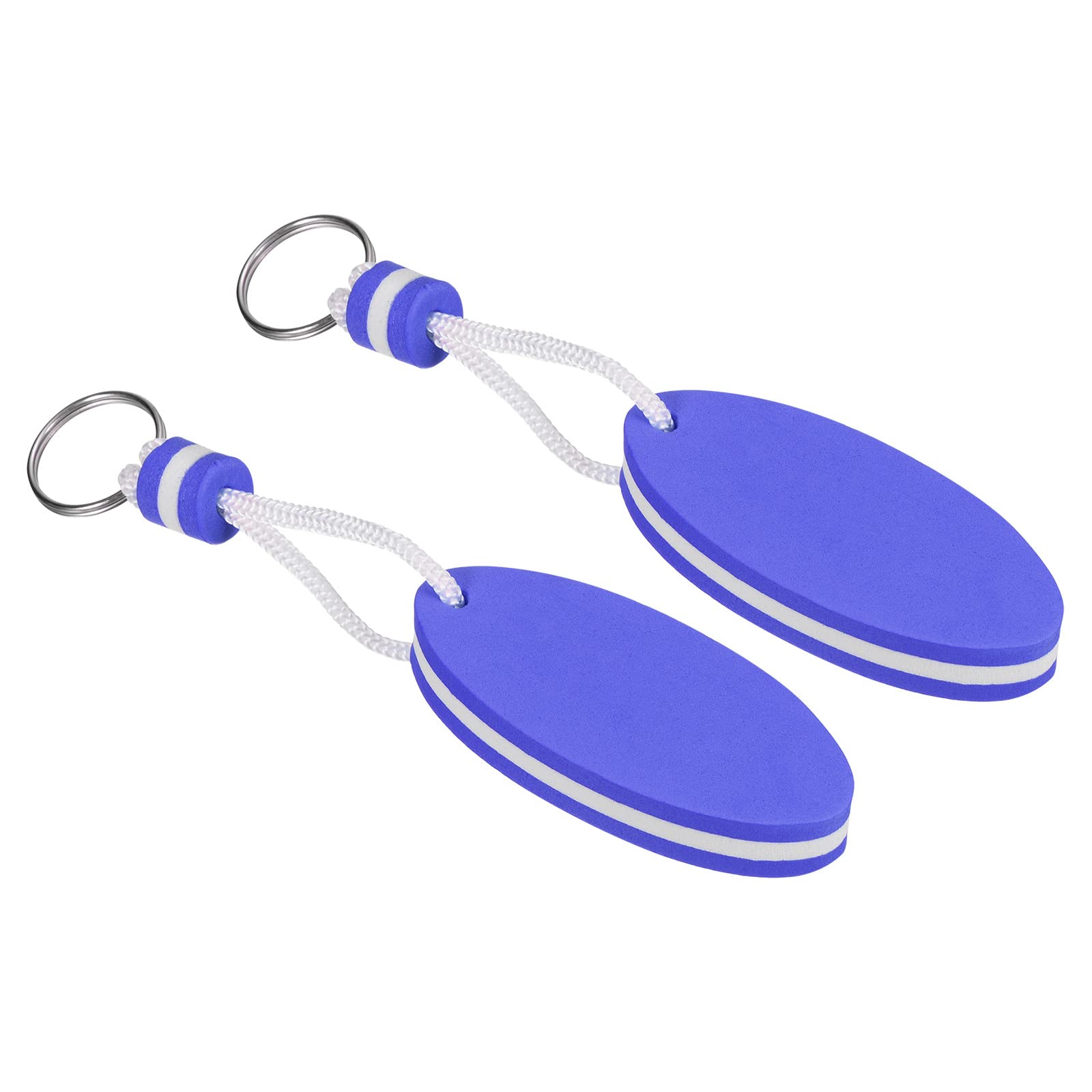 PATIKIL Floating Keychain, 2 Pack Sports Buoy Key Rings Oval Buoyant Keyrings Marine Sailing Key Holder for Fishing Kayaking, Blue