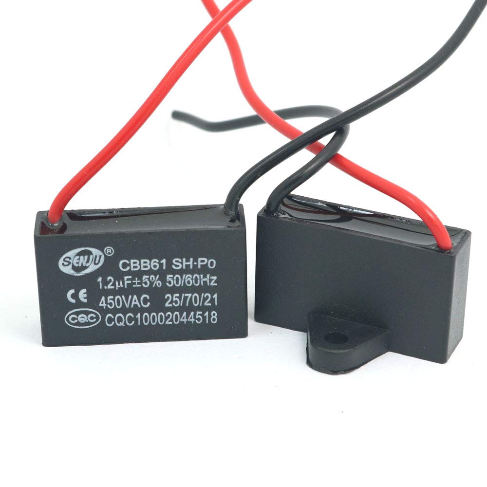DollaTek 2Pcs CBB61 1.2uF 450V AC 50/60Hz Air Conditioner Fan Motor Running Capacitor