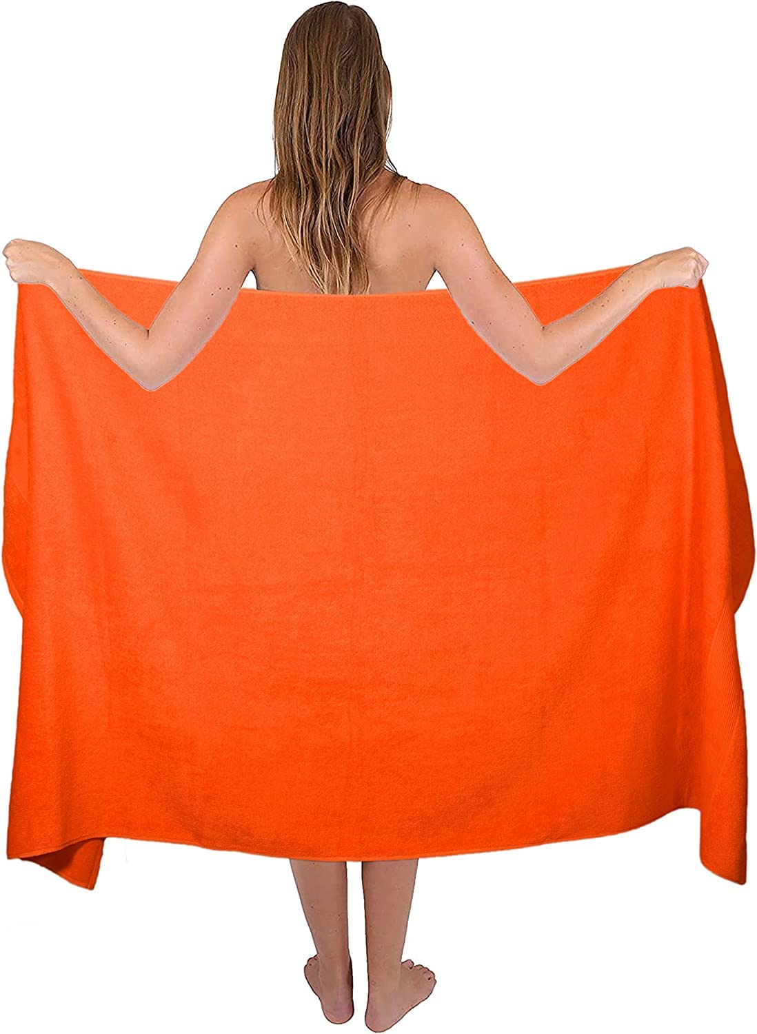 Textile Do Extra Large Super Jumbo Bath Sheet Towel 100% Egyptian Cotton XL Bath Sheets(100 x 200 cm-600 GSM) (Orange)