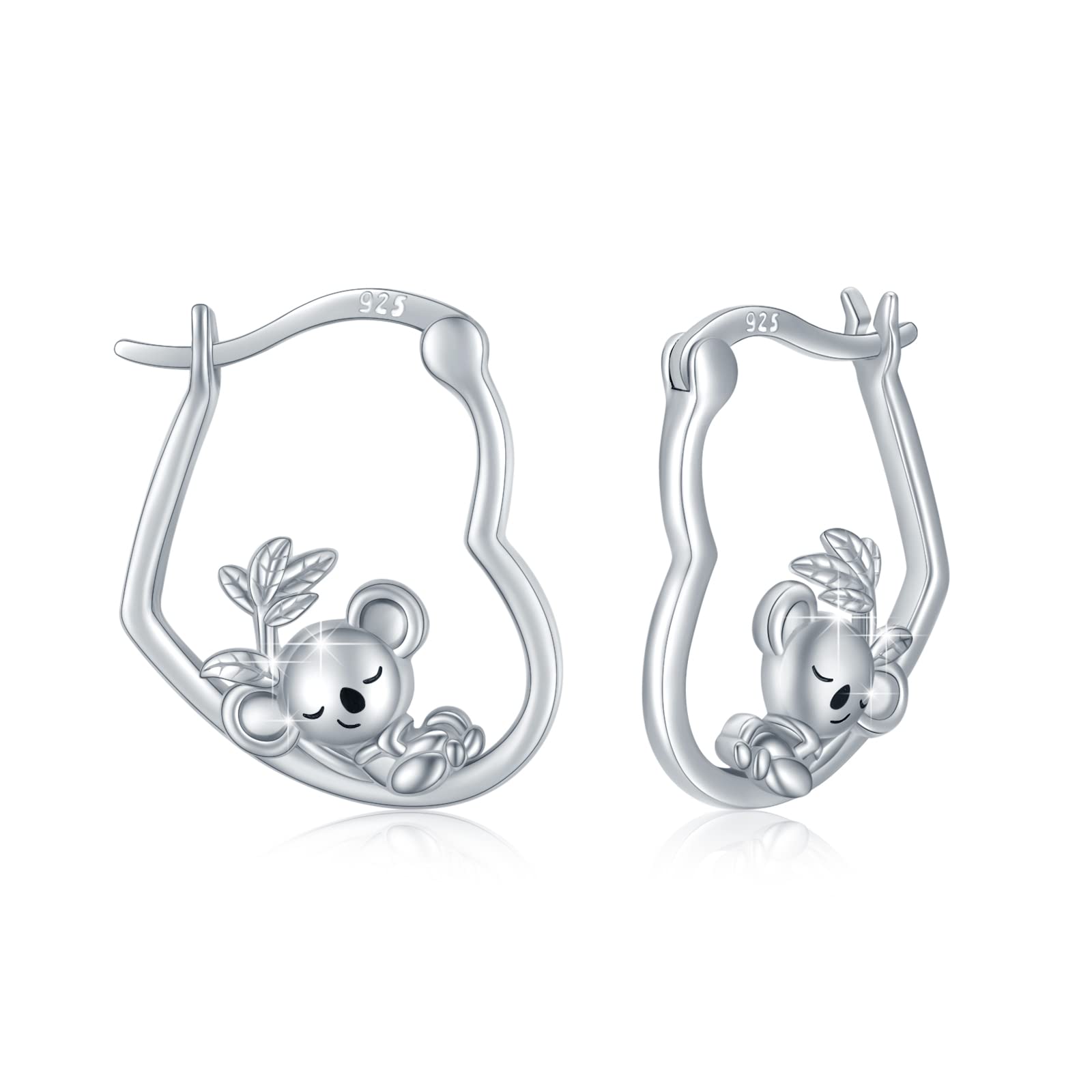 Koala Earrings Women,Heart Hoop Earrings 925 Sterling Silver Cute Animal Hypoallergenic Koala Huggie Earrings Jewelry Gifts Valentines For Women Girls Kids — image 1