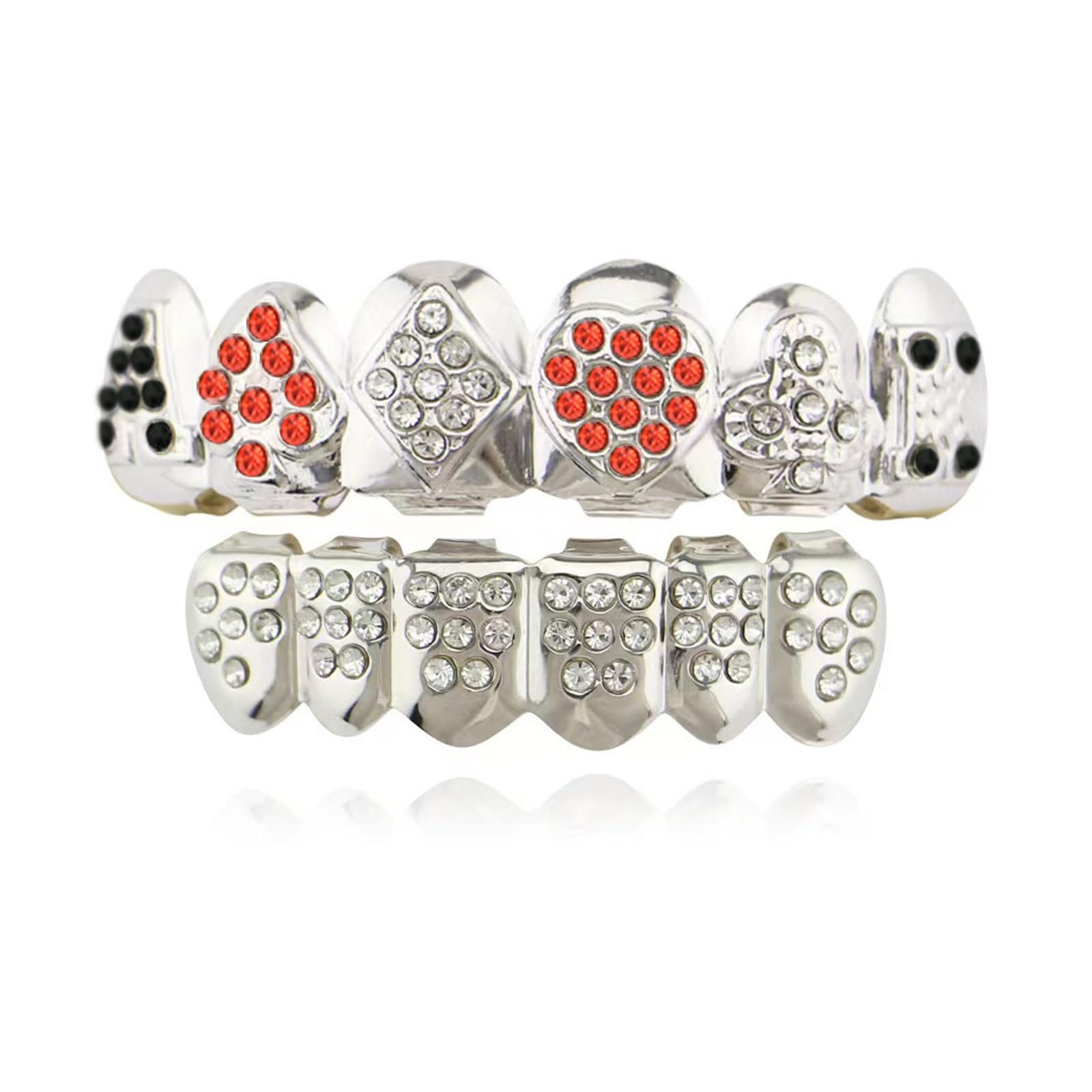 Qiwenr Hip Hop Teeth Grills, Rapper Braces, Bottom Grills, Hip Hop Custom Fit Polished Teeth Grillz, for Music Festivals, Fashion Shows, Halloween, Parties, Cosplay, Decoration