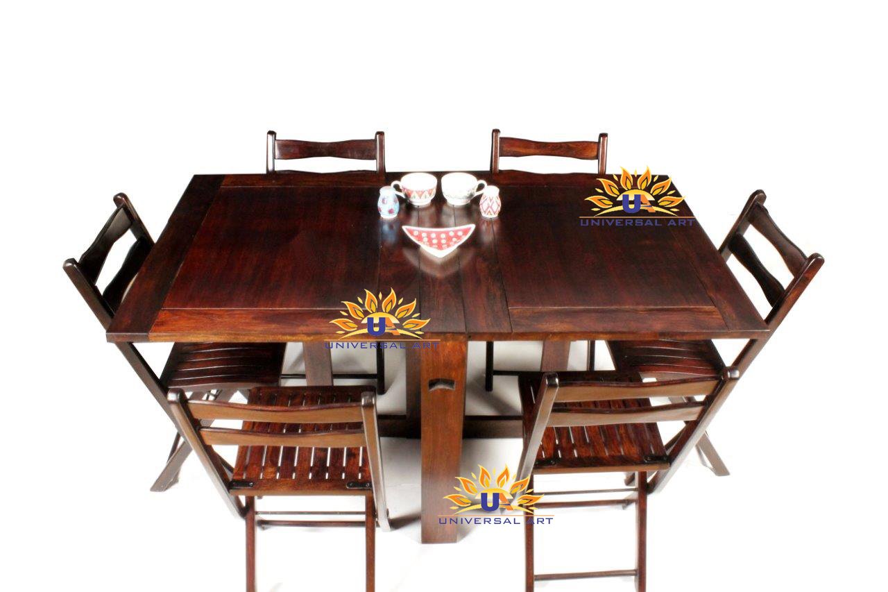 Universal Art Plain Top Folding Dining Table 6 Seater With 6 Folding Chair Dining Set Of 6 Amazon In Home Kitchen