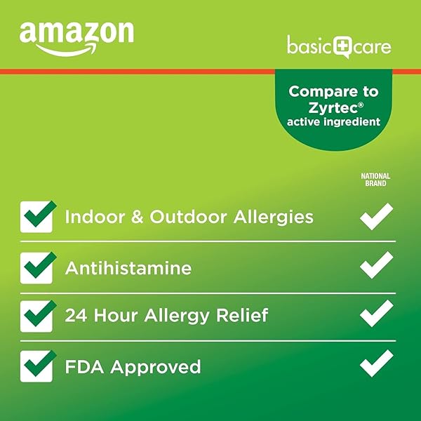 AMAZON BASIC CARE ALL DAY ALLERGY, CETIRIZINE HYDROCHLORIDE TABLETS, 10 MG, ANTIHISTAMINE, 90 COUNT
