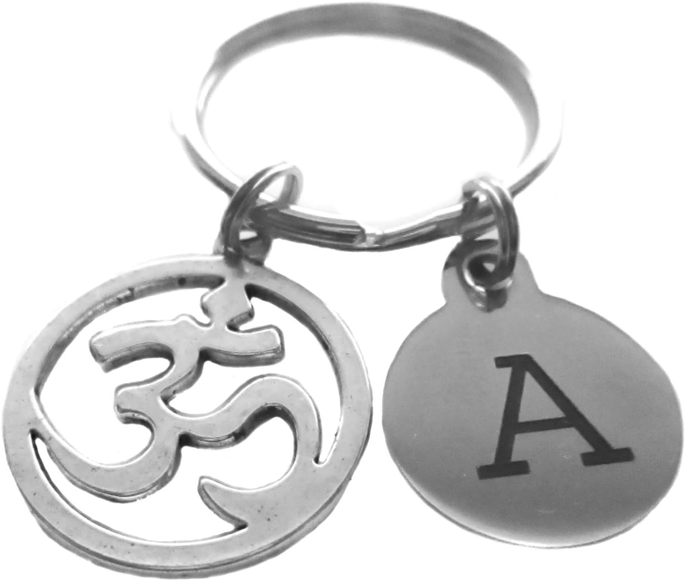Om Ohm Aum Customized Initial Yoga Reiki Bag Charm Keychain