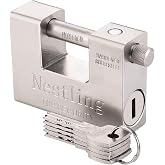 94mm Padlock with Key, High Security 5 Keys Heavy Duty 1.1 KG D-Shaped Solid Brass Outdoor Keyed Padlock - Protect Garage Door, Containers, Shed, Shutter, Gate and Warehouse