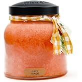 A Cheerful Giver - Juicy Peach Papa Scented Glass Jar Candle (34oz) with Lid &amp; True to Life Fragrance Made in USA