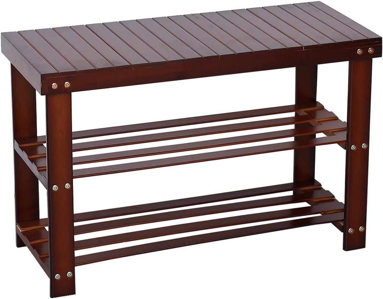 C&AHOME 3-Tier Shoe Rack Bench, Entryway Shoe Storage Organizer Holds Up to 240 lbs, Bamboo Storage Shelf for Shoes, Slippers, Ideal for Hallway Bathroom Living Room Corridor Natural: Kitchen & Dining