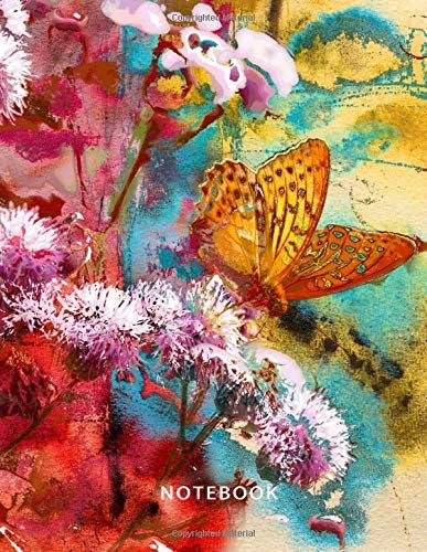 Notebook: Unlined/Unruled/Plain Notebook Journal Dairy Sketchbook | Large 8.5 x 11 inches | 110 Pages | Butterfly Design