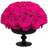 JoyFlower Preserved Flowers Vase Ceramic Decor, Eternal Flower Vases for Centerpieces, Forever Flower Decorations for Party Home Wedding Table Living Room Bedroom, Ceramic Flower Vase House Decor