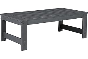 Signature Design by Ashley Amora Outdoor HDPE Patio Coffee Table, Charcoal Gray
