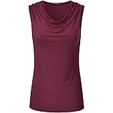 EIMIN Women's Cowl Neck Ruched Draped Sleeveless Stretchy Blouse Tank Top (S-3X)