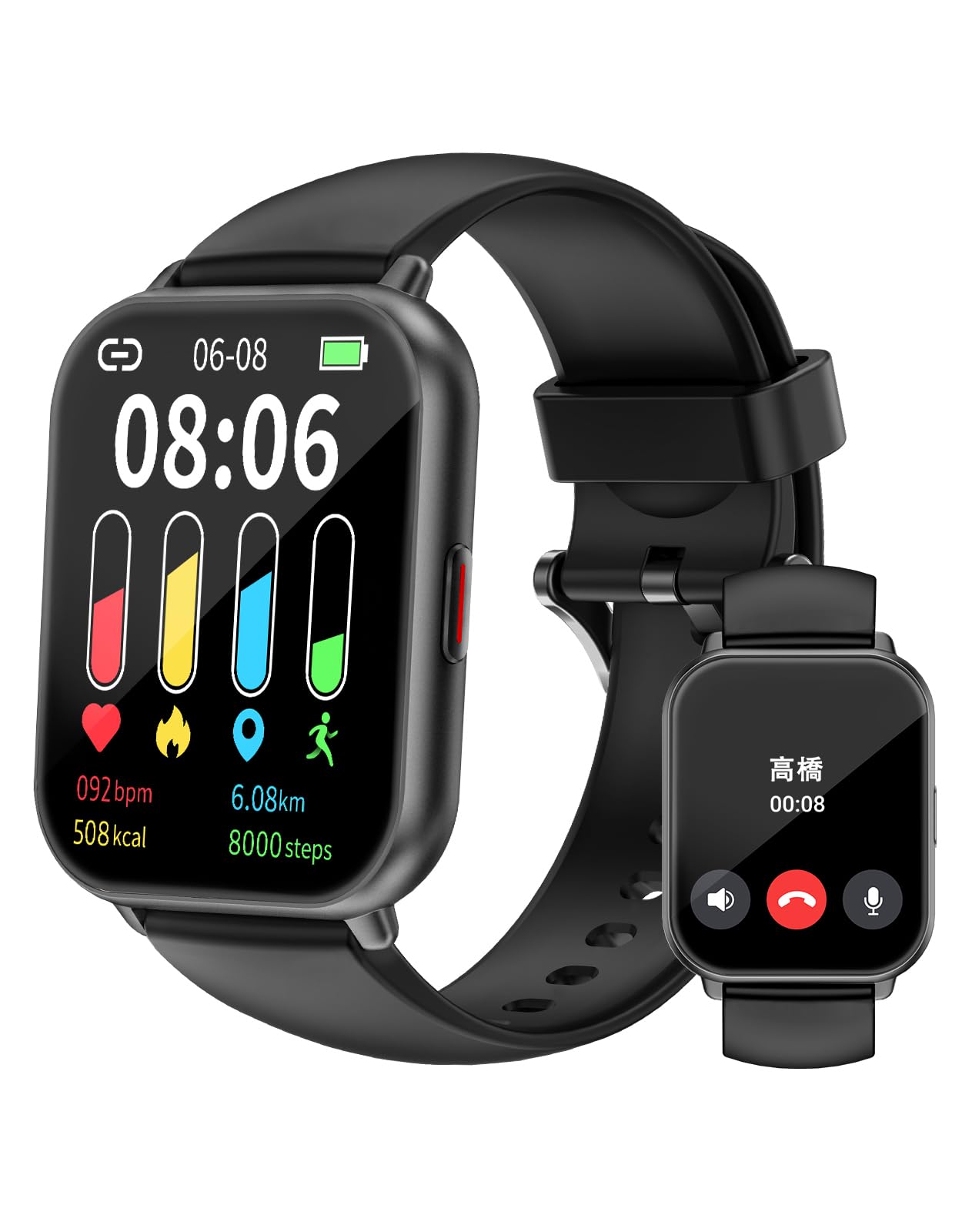 Smartwatch, iPhone/Android Compatible, Bluetooth Large Screen, Wristwatch, Pedometer, Smart Watch, 7 Day Battery Life, Incoming Call Notification, Smartphone Search, DIY Dial, IP68 Waterproof, Alarm,