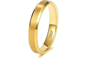 TRUMIUM 2mm 4mm 6mm 8mm 18k Gold Tungsten Rings for Men Women Wedding Bands Matte Finish Beveled Edges Comfort Fit Size 4-13