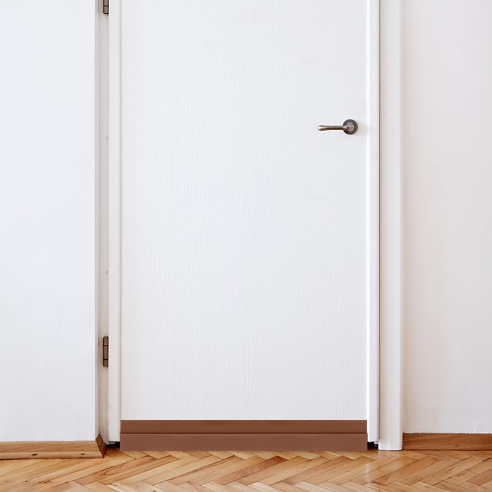 Coquimbo Burlete bajo puerta, burlete autoadhesivo de goma de silicona, aislamiento acústico / a prueba de viento / tira de sellado a prueba de polvo (marrón)