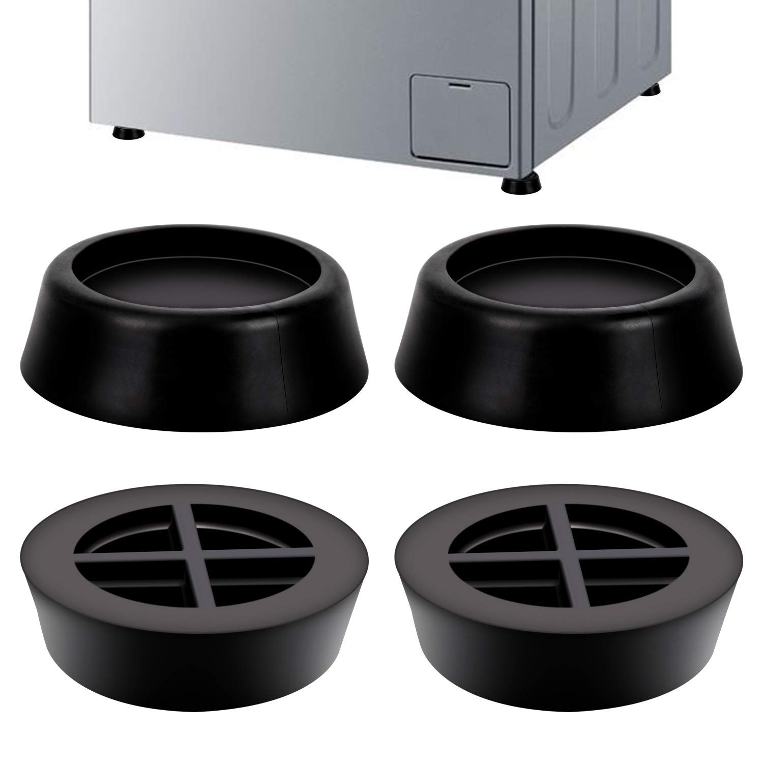 4PCS Washer Dryer Stabilizer Pads Antivibration and Anti-Walk Pads - Anti Vibrant Pad- Excludes Walking Feet Reduces Vibration as Washing Machine Mat Pan Tray Stand Stabilizer Pedestal