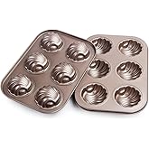 Webake Non-stick Madeleine Pans Carbon Steel Cake Pan French Dessert Mold Spherical Scallop Madeline Bakeware 2 Pack Set