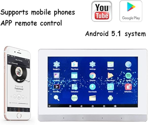 WUHUAROU WiFi Bluetooth Pantalla Tctil En La Pared Amplificador Android Audio 7Smart Home Msica De Fondo Sonido Estreo Color White