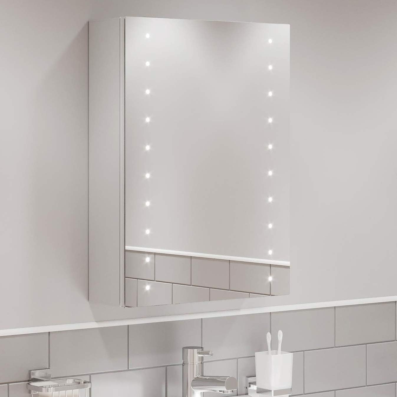 Artis Bathroom Led Mirror Cabinet Illuminated Shaver Socket Demister Pad 700 X 500mm Amazon Co Uk Kitchen Home