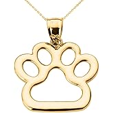 Polished 14k Gold Dog Paw Print Pendant Necklace