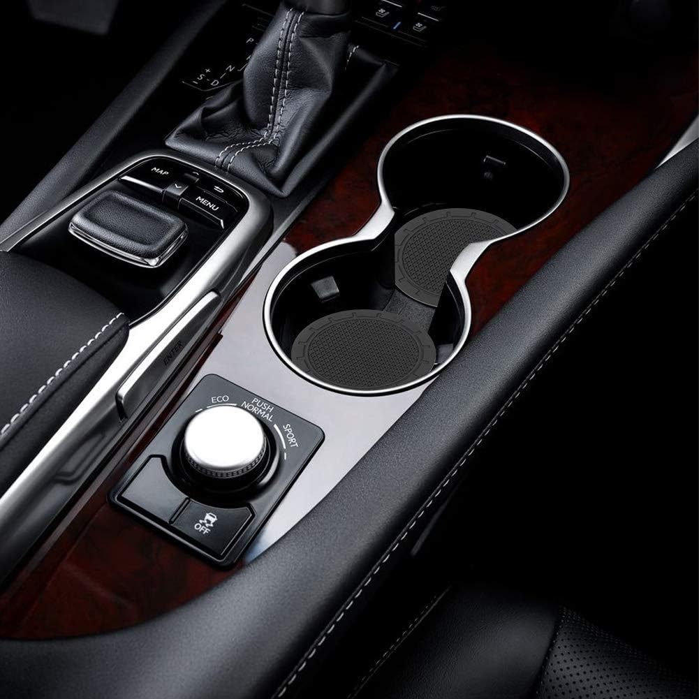Eastlion 4 PCS Cup Holder Insert Coasters, 2.75 Inch Diameter Travel Auto Cup Holder Coasters Car Interior Accessories Durable Non Slip Silicone Cup Holders（Black）: Automotive