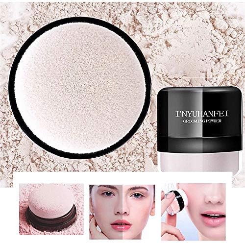 Makeup Powder Loose Face Powder Matte Oil Control Light Translucent Smooth Setting Foundation Concealer Makeup Cosmetic (Translucent Natural)(Mushroom Shape) Puff