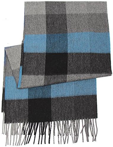 100% Pure Cashmere Scarf in Check and Block-colour, 80"x15"