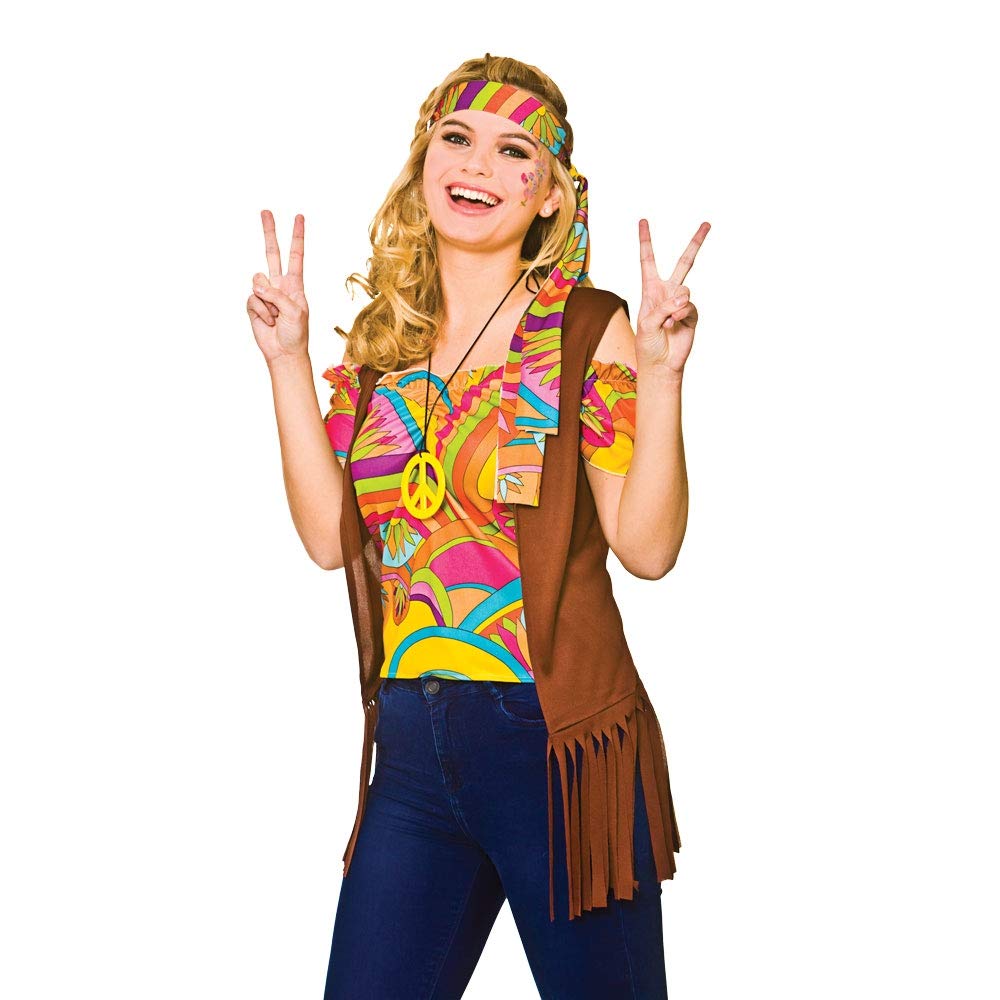 Wicked Costumes Adult Womens Cool Hippie Set Fancy Dress Costume - Small (UK 10-12)
