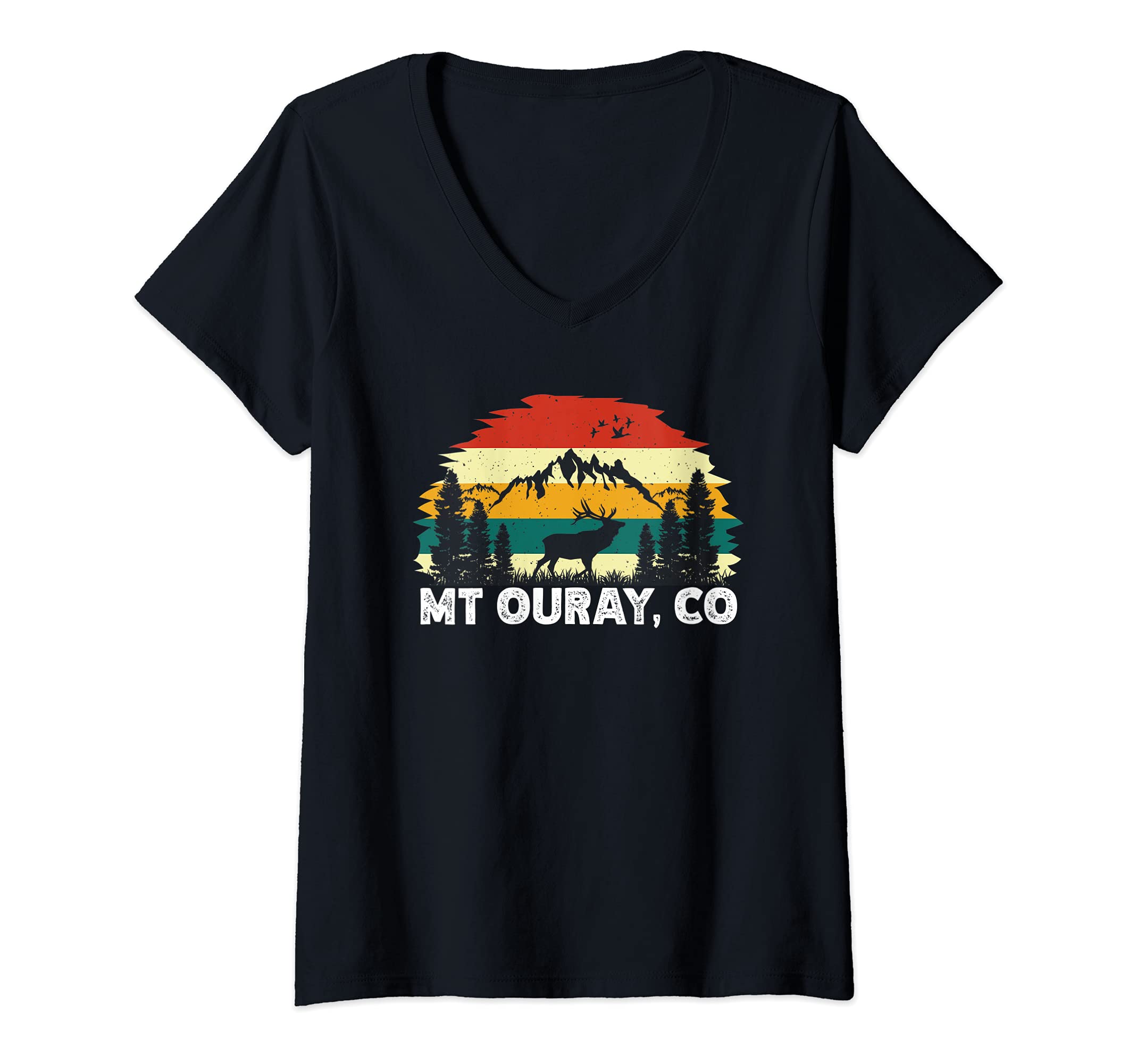Womens Mt Ouray, CO mountain hiking nature outdoor camping V-Neck T-Shirt
