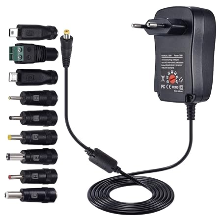 [Verbesserte Version] PChero 30W Universal AC/DC Adapter Schaltnetzteil mit 9pcs Adapter Tipps, enthält Mini & Micro USB Stec