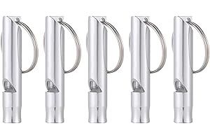 Set of 5 Extra Loud Whistles for Camping Hiking Hunting Outdoors Sports and Emergency Situations, Sturdy but Light Aluminium 