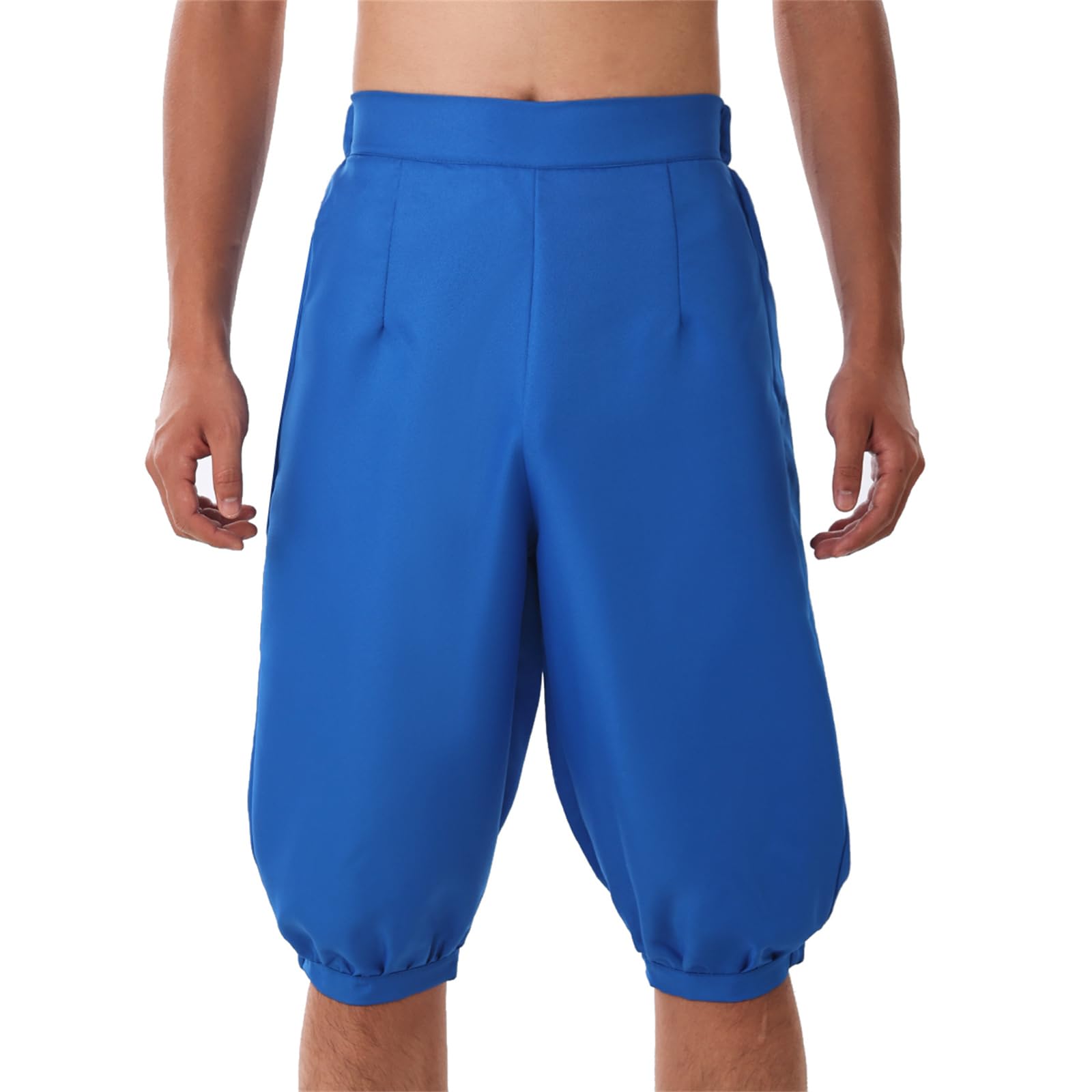 BLESSUME Vintage Trousers Men Viking Pants Fancy Costume (XL,Blue)