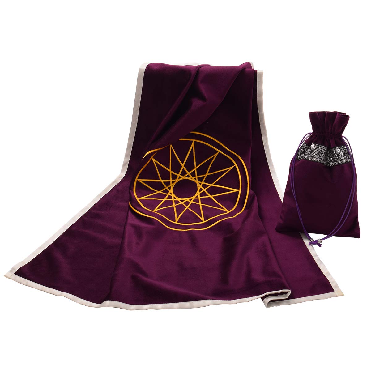 BLESSUME Tarot Tablecloth Altar Divination Cloth with Tarot Pouch (Purple)